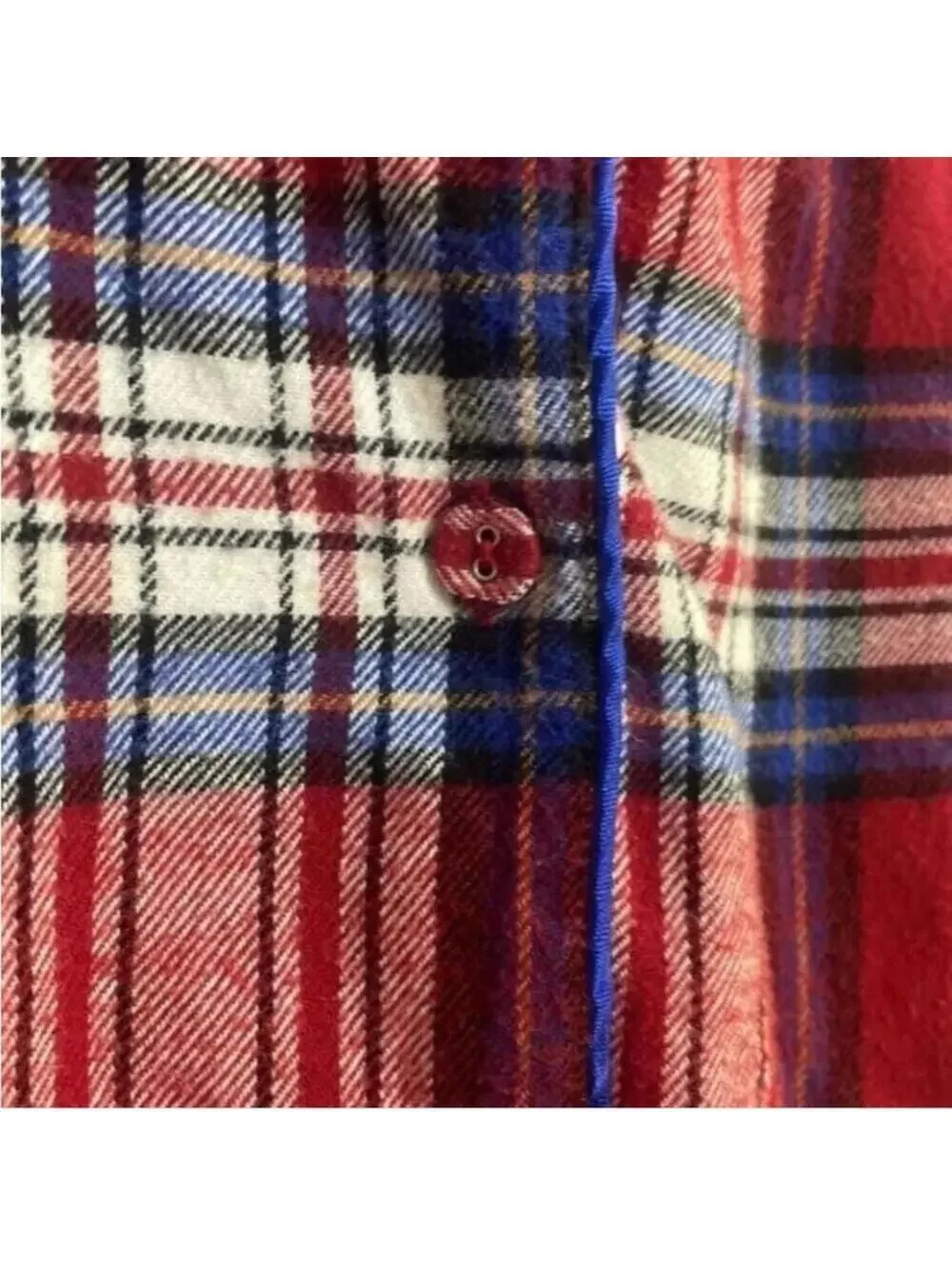 🇺🇸Soft surroundings, red and blue plaid button up pajama top cotton blend